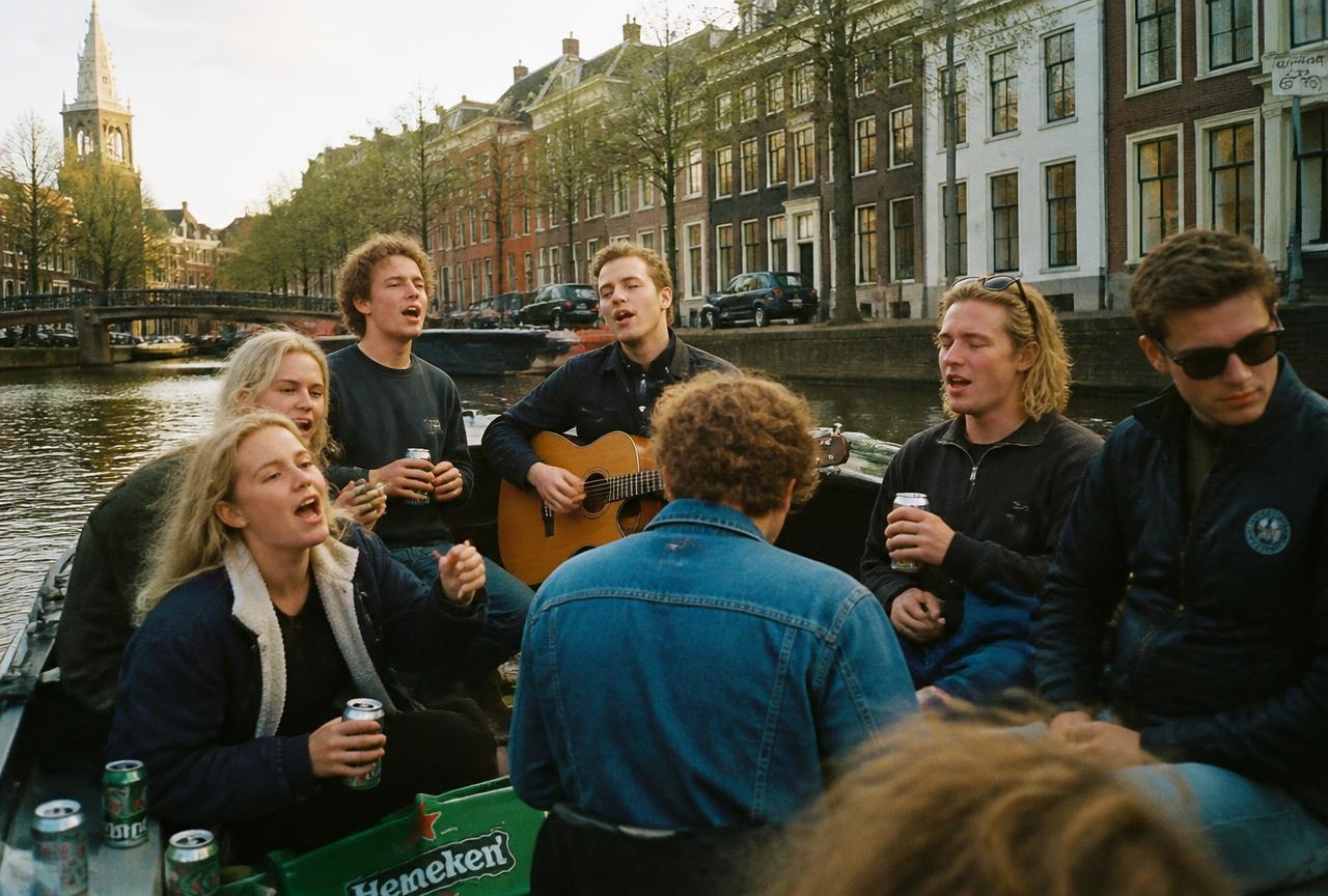 Studenten feesten op een boot in Groningen